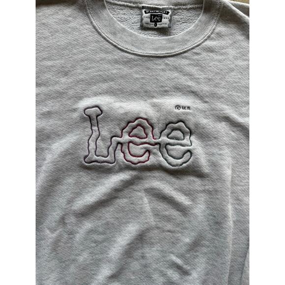 Lee Spellout Embroidered Gray Sweatshirt Size Womens Large Made in USA - Picture 4 of 7